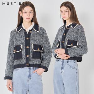 [머스트비][머스트비(MUSTBE)] 데님배색 트위드 자켓 (택가격 149000원)
