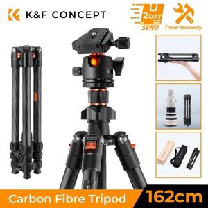 K&F Concept 64인치/162cm 카본 카메라 삼각대 36mm 금속 볼 헤드 퀵 릴리스 플레이트가 있는 경량 여행용
