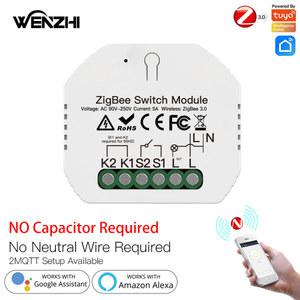 미니 Zigbee 조명 스위치 모듈 단일 발사 무중립 캐패시터 타이머 리모컨 스마트 라이프 투야 알렉사 구글 홈 2MQTT
