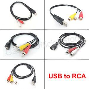 영상선 USB A 2.0 여성 남성 to 2 3 Rca 2/3RCA AV 플러그 어댑터 커넥터 컨버터 케이블 리드 PC TV HDTV AUX 옥스 오디오 비디오