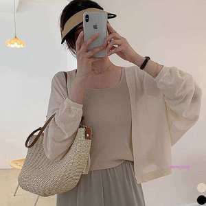 루즈핏볼레로 크롭 팔뚝커버 가디건 시스루 여름jkl726