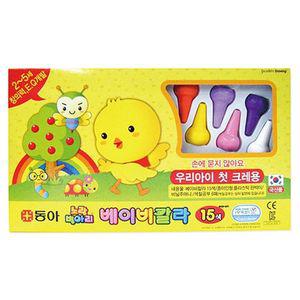 동아 베이비칼라 15색 세트품 노랑병아리미술크레용 그림 칠크레용 크레파스 어린이 학습용 교육용