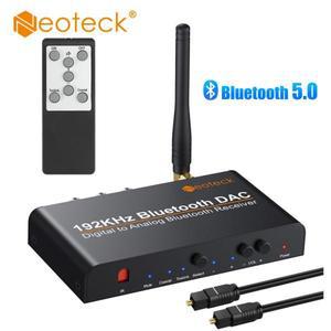 Neoteck DAC 컨버터 내장 블루투스 리시버 192kHz 디지털 동축 토스링크 아날로그 스테레오 RCA 3.5mm 오디
