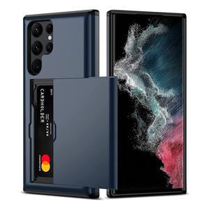 갤럭시 S24 S23 울트라 S22 S21 S20 FE S10 플러스용 슬라이더 카드 케이스 하드 쉘 휴대폰 케이스 갤럭시