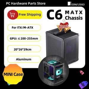 Jonsbo C6 핸들 케이스 포함, MATX ITX 메쉬 소형 냉각 알루미늄 컴팩트 섀시, C타입 전원 공급 장치, AMD