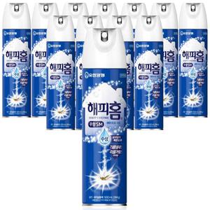 유한양행 해피홈 에어로솔 무향 500ml x 12개 모기약 살충제 킬라 파리 벌레 모기 약 퇴치 킬라