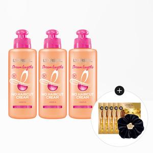 [로레알파리] 드림랭스 노 헤어컷 크림 200ml 3개+스크런치(랜덤)+오일샤쉐 5매