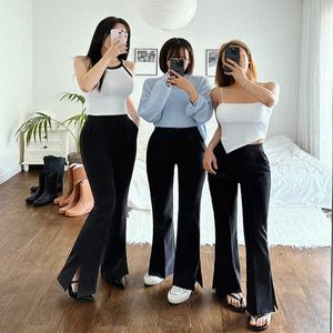 [당일발송] (숏,롱,롱롱XS-L) #공항팬츠# 올인원 커버핏 슬릿 트임 하이웨스트 스판 쫀쫀 키작녀 키큰녀 블