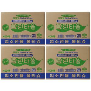 유한그린텍 슈퍼 크린타올 1600매 (400매 x 4개) 두루마리형 업소용 대용량 물티슈 일회용