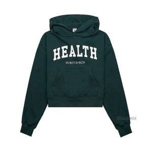 [롯데백화점]스포티앤리치 여성 헬시 아이비 크롭 후드 티셔츠 HEALTH IVY CROPPED HOODIE FOREST WHITE