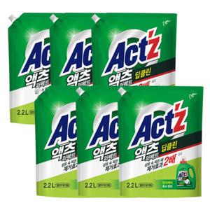 액츠 액체세제 퍼펙트 딥클린 일반 드럼 겸용 2.2L x6개