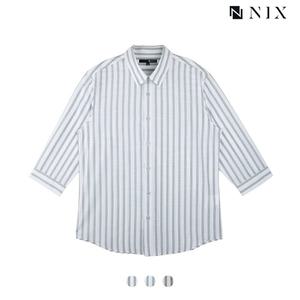 [닉스][닉스]남성 코튼폴리 스트라이프 기본카라 7부 레귤러핏 셔츠_FNOMCSS102P