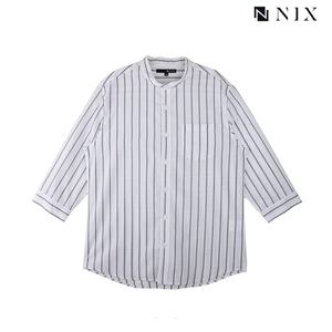 [닉스][닉스]남성 코튼폴리 얇은 스트라이프 헨리넥 7부 레귤러핏 셔츠_FNOMCSS112P