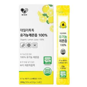 1일1레몬 데일리톡톡 유기농 레몬 즙 원액 스페인산 스틱 NFC 착즙액 14포 x 1박스