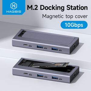 호환  Hagibis M.2 SSD 인클로저 USB C 허브 마그네틱 커버 외장 하드 드라이브 케이스 맥북 PC용 썬더볼트