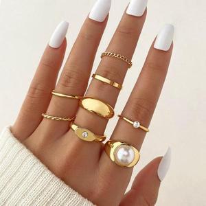 패션 진주 반지 여성용 컬러 신상 쥬얼리 웨딩 파티 소녀 손가락 Anillos