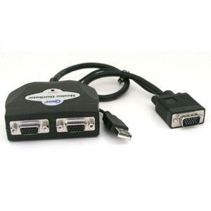 Coms 모니터 분배기 2대1 케이블 일체형USB 전원 네트워크기기 데이터기기 영상