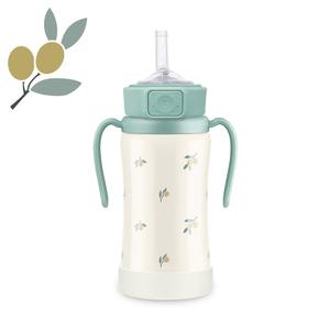 그로미미 올리브 원터치 스테인리스 빨대컵 300ml (피스타치오)