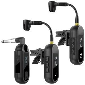 EBJ 무선 UHF 색소폰 마이크 시스템, 클립 악기 마이크 색소폰 및 트럼펫, 사전 설정된 EQ 및 에코 레벨 100피트 전송, 완전 충전으로 8시간 동안 사용 가능 (M-03-2)