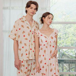 [바풀] LL35421 029 커플잠옷 면레이온 민소매 원피스 캡내장 파자마 잠옷 세트_P343571980