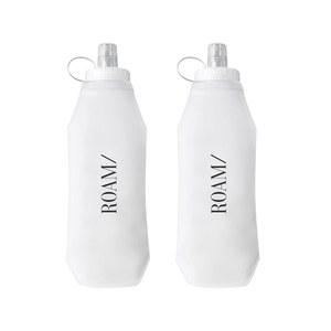 ROAM / 500ML 소프트 보틀 플라스크 접이식 젤 물통 핸드헬드 수분 보충 팩 조끼 러닝 하이킹 사이클링 조깅 마라톤 트레일 레이스 프로스팅 화이트 (2피스 포함)