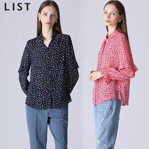 [리스트]프릴 포인트 프린트 블라우스_P329990838