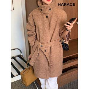 [헤레이스] 누비안감 부클 벨트 하프코트 YMSH24FW675_P377737450