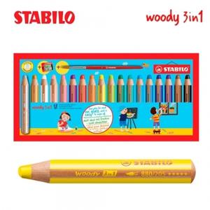 18색세트 3IN1 색연필 스타빌로 우디 (샤프너포함)
