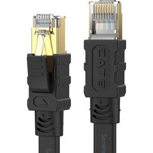 세네템 캣 8 이더넷 케이블 20FT, 고속 40Gbps 2000Mhz 플랫 인터넷 네트워크 패치 코드, RJ45 실드 실외 및 실내 LAN 케이블, 게임, PC, PS5 /4 /3, Xbox, 모뎀, 라우터에 호환됨