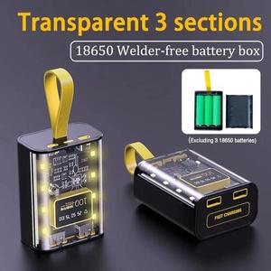 보조배터리 케이스 보관함 정리함  야간 조명  듀얼 USB 충전  DIY 쉘  아이폰 호환호환 샤오미 18650