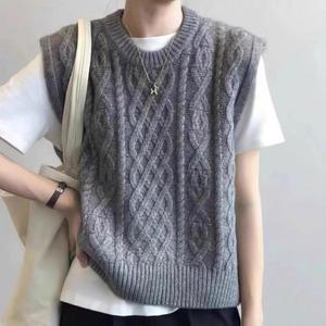 여성 데일리 꽈배기 두툼 패턴 U넥 베스트