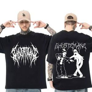 Ghostemane 양면 티셔츠 남성 여성 100% 코튼 패션 힙합 메탈 고딕 록 오버 사이즈 루즈 streetwear