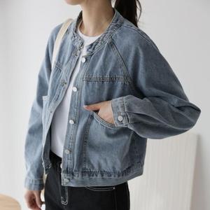 [다잇템] 여자 라글란 개강룩 세미크롭 큰주머니 만다린 청자켓