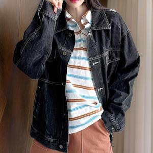 여자 스티치 블랙 박시 개강룩 포켓 청자켓
