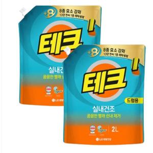 [LG생활건강] 테크 실내건조 액체세제 리필 2L 2개 (일반/드럼 중 택1)