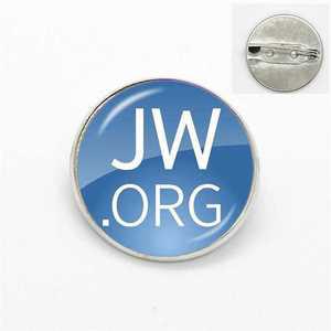심벌즈 JW.ORG 브로치 여호와의 증인 예술 그림 유리 돔 카보 숑 칼라 핀 배지 가방 의류 장식 보석