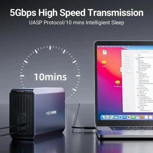 Acasis HDD 케이스 SATA RAID 스토리지 인클로저, 듀얼 베이 하드 드라이브 도킹 스테이션 어레이, 2.5 외