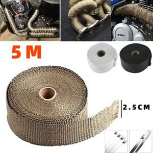 배기 25cm x 5m 배기관 절연 열 열 랩 롤 절연 면화 바나나 천 오토바이 유리 섬유 열 실드 테이프