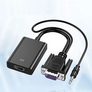 모니터연결케이블 연결선 VGA-HDMI 호환 변환기 어댑터 PC 노트북-HDTV 프로젝터 오디오 1080P VGA 수-암