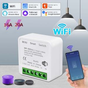 투야 스마트봇Tuya 스마트 WiFi 스위치 16A 20A RF433Mhz 무선 릴레이 모듈 양방향 제어 라이프 APP Alexa
