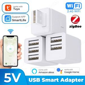 투야 스마트봇Tuya 스마트 홈 마이크로 USB 어댑터 WiFi Zigbee 123 갱 충전 플러그 전원 APP Alexa Google