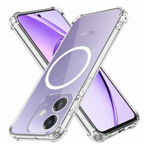 OPPO A3X 5G 케이스 무선 충전기 마그네틱 링 스티커 포함 부드러운 실리콘 휴대폰 충격 방지 투명 커버