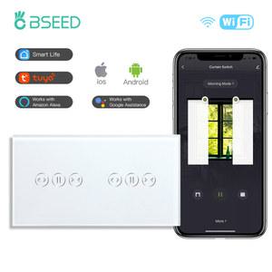 커튼 패널 스위치를 사용하는 BSEED 스위치 Wi Fi 음성 스마트 Tuya 구글 Assistant Home Apps 더블 Wifi 제어 용 App For