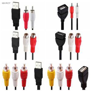 영상선 USB A 2.0 여성 남성 2 3 Rca 2/3RCA AV 플러그 어댑터 커넥터 변환기 케이블 리드 PC TV HDTV AUX 옥스 오디오 비디오