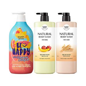 해피바스 스마일 바디워시 자몽오렌지 900g + 정말촉촉한 900g + 정말순한 900g 각1개 (총3개)