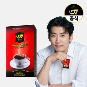 G7 퓨어블랙 라이트 0.9g X 110개입 + 2in1 커피앤슈거 15개입 구성 / 베트남 블랙 다크 아메리카노