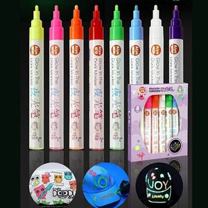 야광 페인트 마커 세트, DIY 빛나는 펜학생 그래피티, 하이라이터 펜, 원단 나무 고무에 쓰기, 8 가지 색상