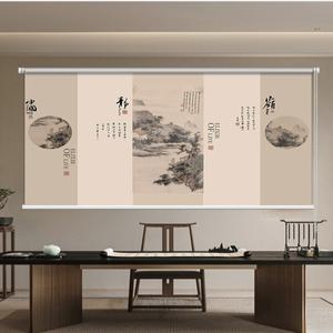 풍경 커튼 식당 폭포 수묵화 그림 2미터 미터 동양화 벽지