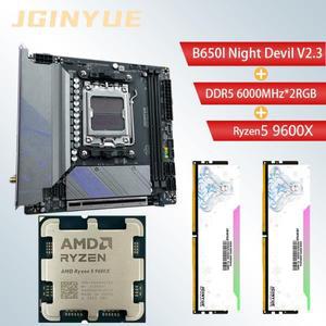 JGINYUE B650 9600X 마더보드 AM5 미니 ITX 키트 Ryzen7000-9000 시리즈 PC 데스크탑 DDR5 WIFI onboad V2.