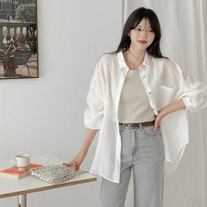 스카브 루즈핏 레이온 시스루 썸머 셔츠 81695 빅사이즈 여성의류